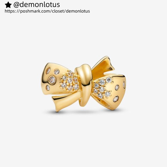 Pandora Sparkling Bow Charm - Picture 1 of 4
